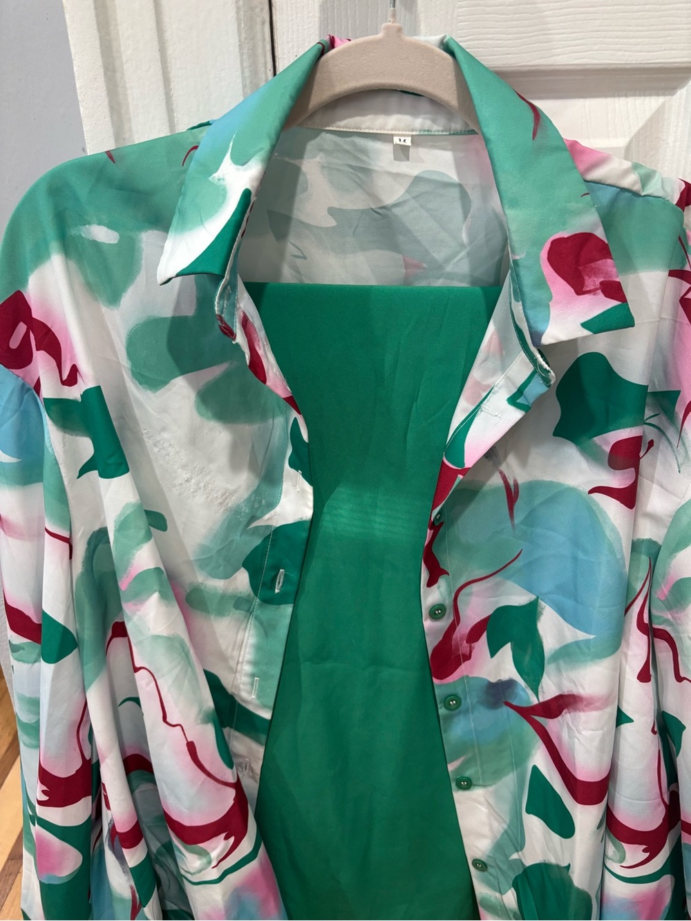 Women’s Floral Print Green Button-Up Jacket